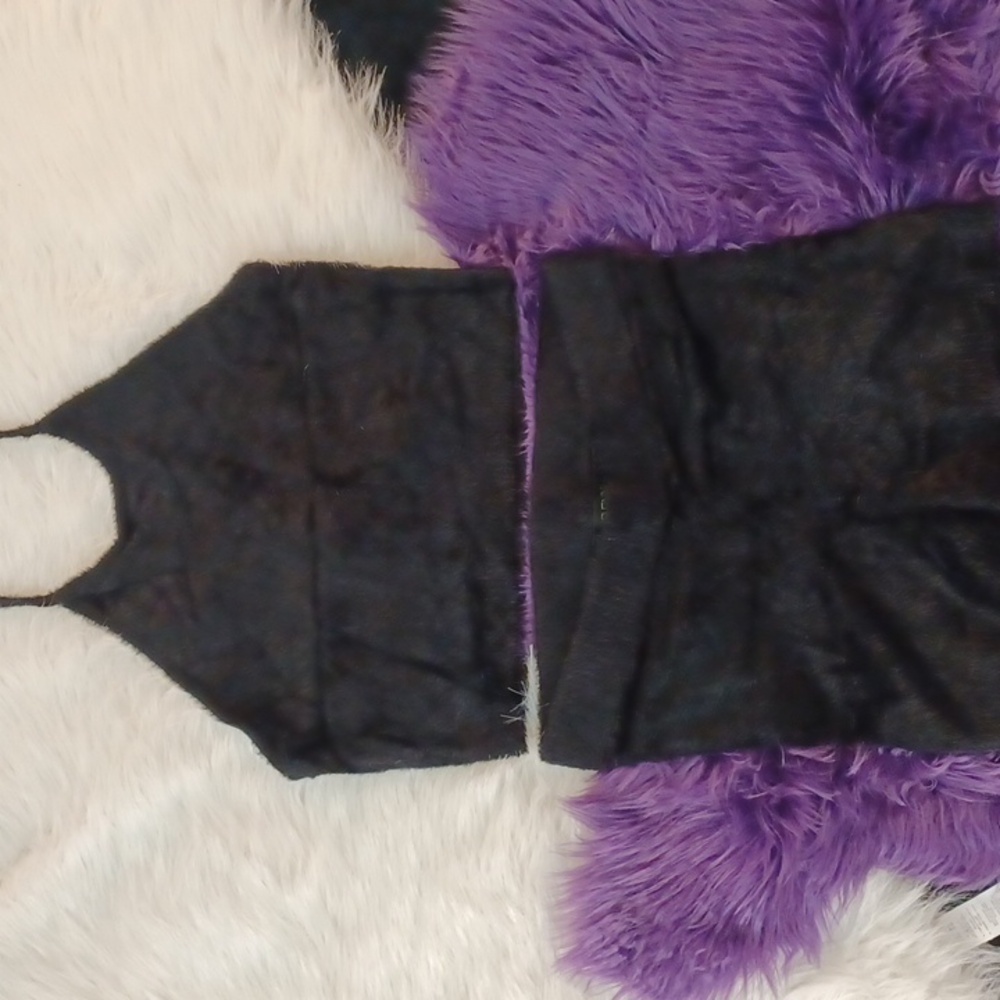 DOLLSKILL CLUBEXX XXL BLACK SUPER SOFT FUZZY HALTER TOP CROPPED/SHORTS